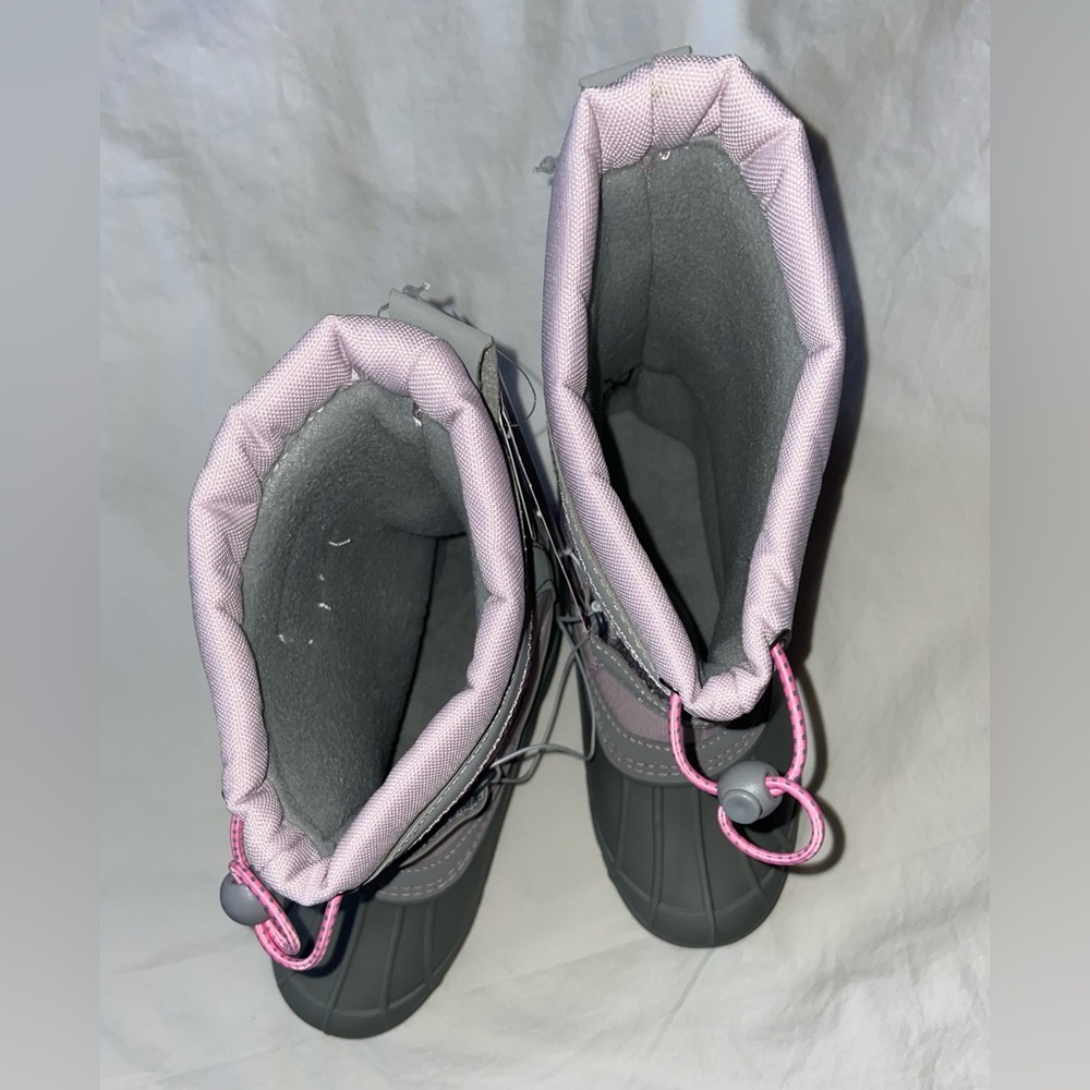 NWT Totes Sz-2 GS Kids Pink/Gray Warm Winter Snow Boots-Great Tread, Easy On/Off - Picture 10 of 16
